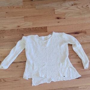 White Textured Long Sleeve Light Sweater